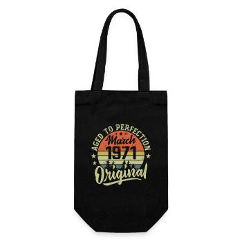 Retro March 1971 Gift March 1971 Born March 1971 - Gift Bag for Bottles - black - Front