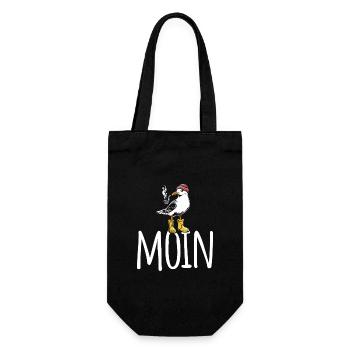 Möwe - Moin - Nordsee - Geschenk - Geschenkbeutel für Flaschen - Schwarz - Vorne