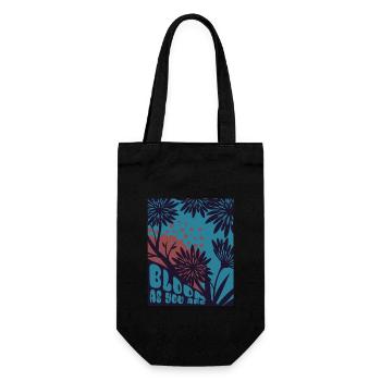 Bloom as you are - Blumen - Frühling - Spruch - Geschenkbeutel für Flaschen - Schwarz - Vorne