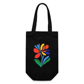 Blumen - Frühling - Sommer - Blüten - Geschenkbeutel für Flaschen - Schwarz - Vorne
