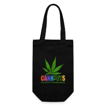 CannABIs Abi durchgezogen - Abitur - Spruch - Geschenkbeutel für Flaschen - Schwarz - Vorne