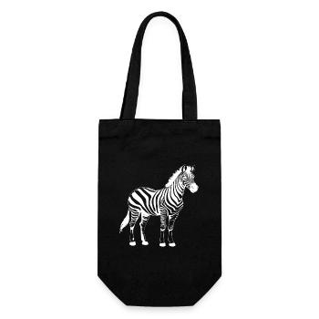 Zebra weiß - Geschenkbeutel für Flaschen - Schwarz - Vorne
