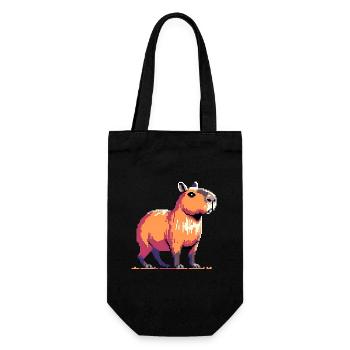 Geek Pixel Art Capybara - Gift Bag for Bottles - black - Front