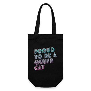 Proud to be a Queer Cat Neon Shirt - Geschenkbeutel für Flaschen - Schwarz - Vorne