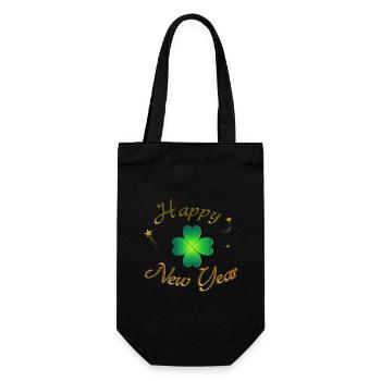Happy New Year - Geschenkbeutel für Flaschen - Schwarz - Vorne