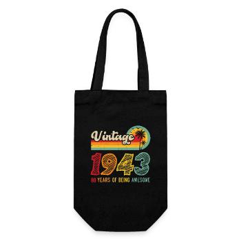 Jahrgang 1943, Geburtstagsgeschenk 80 Jahre - Geschenkbeutel für Flaschen - Schwarz - Vorne