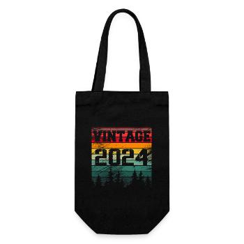 2024 Vintage Birthday Gift 2024 Retro - Gift Bag for Bottles - black - Front