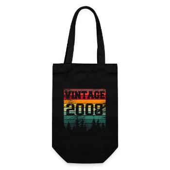 2008 Vintage Geburtstagsgeschenk 2008 Retro - Geschenkbeutel für Flaschen - Schwarz - Vorne