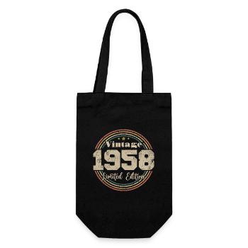 1958 Retro Vintage Birthday Born In - 1958 - Gift Bag for Bottles - black - Front