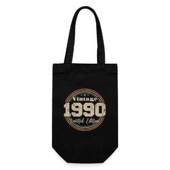 1990 Birthday Vintage Retro Born In - 1990 - Gift Bag for Bottles - black - Front