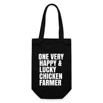 one very happy and lucky chicken farmer - Gift Bag for Bottles - black - Front