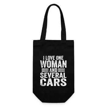 Ich liebe eine Frau und mehrere Autos lustiger Mechaniker - Geschenkbeutel für Flaschen - Schwarz - Vorne