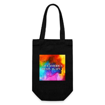 Give America Brain Again - buntes Design colorful - Geschenkbeutel für Flaschen - Schwarz - Vorne
