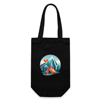 Low Poly Camping Adventure – Retro Summer Look - Gift Bag for Bottles - black - Front