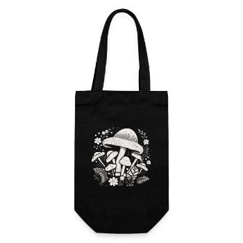 pilz mushroom cottagecore - Geschenkbeutel für Flaschen - Schwarz - Vorne