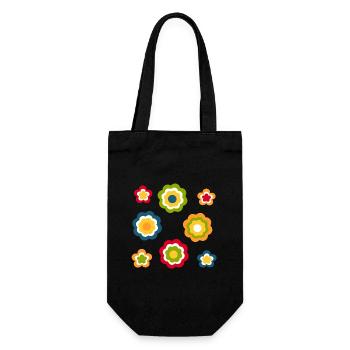 70er Jahre Blume Muster Retro Hippie Festival - Geschenkbeutel für Flaschen - Schwarz - Vorne