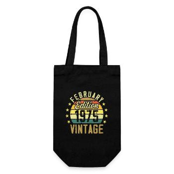 49th Birthday - February 1975 - 49th Birthday Gift - Gift Bag for Bottles - black - Front