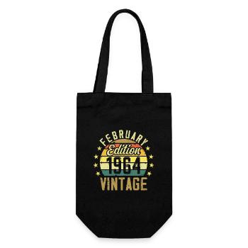 60. Geburtstag - Februar 1964 Geschenk - 58. Geburtstag - Geschenkbeutel für Flaschen - Schwarz - Vorne