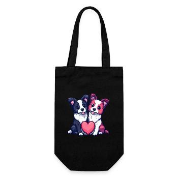 Border Collie Hunde Paar Liebe Valentinstag - Geschenkbeutel für Flaschen - Schwarz - Vorne