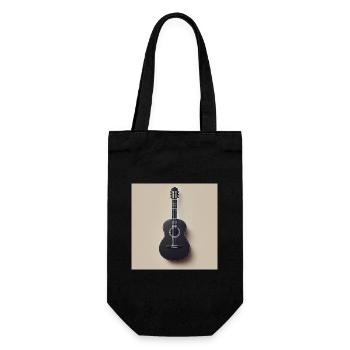 Schwarze Gitarre mit minimalistischen Design - Geschenkbeutel für Flaschen - Schwarz - Vorne