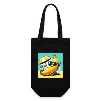 Entspannt wie eine Banane am Strand! Relaxen - Geschenkbeutel für Flaschen - Schwarz - Vorne