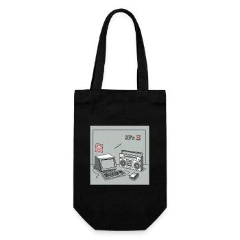 90s cult objects : Walkman, computer and Co. - Gift Bag for Bottles - black - Front
