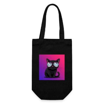 Chat cool avec des lunettes de soleil - Sac à bouteille - noir - Devant