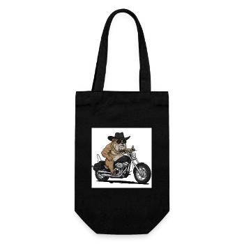Le chien motard cool avec moto et lunettes de soleil - Sac à bouteille - noir - Devant