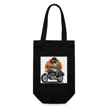 Le chien motard cool avec moto et lunettes de soleil - Sac à bouteille - noir - Devant