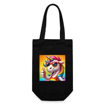 Funny unicorn with sunglasses - glitter fun - Gift Bag for Bottles - black - Front
