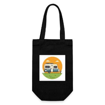 Camping - Freedom - Holidays - Gift Bag for Bottles - black - Front