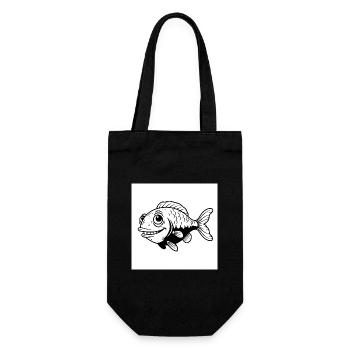 Fisch, Fun, Flossen - Ich bin der Chef im Teich - Geschenkbeutel für Flaschen - Schwarz - Vorne