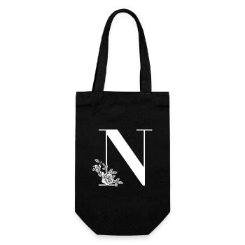 Letter N - Gift Bag for Bottles - black - Front