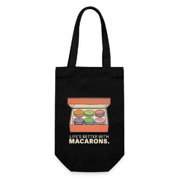 Life's Better with Macarons – Süße Leckerei - Geschenkbeutel für Flaschen - Schwarz - Vorne