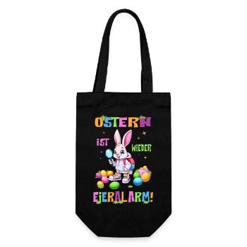 Ostern, Eieralarm - Geschenkbeutel für Flaschen - Schwarz - Vorne
