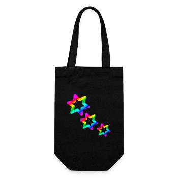 bunte Sterne Regenbogen - Geschenkbeutel für Flaschen - Schwarz - Vorne