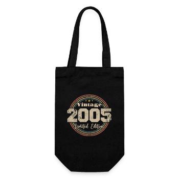 2005 Retro Vintage Geburtstag Geboren in - 2005 - Geschenkbeutel für Flaschen - Schwarz - Vorne