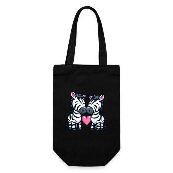 Zebra Paar Liebe Valentinstag - Geschenkbeutel für Flaschen - Schwarz - Vorne
