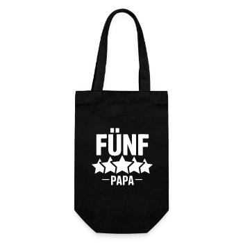 Fünf Sterne Papa - der beste Papa auf der Welt - Geschenkbeutel für Flaschen - Schwarz - Vorne
