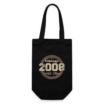 2008 Retro Vintage Geburtstag Geboren in - 2008 - Geschenkbeutel für Flaschen - Schwarz - Vorne