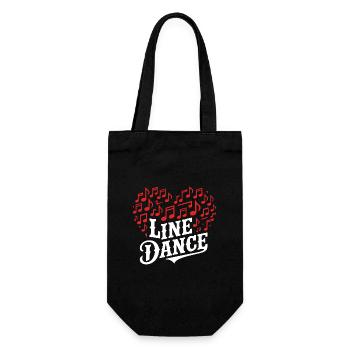 Line Dance Musik und Herz aus Musiknoten - Geschenkbeutel für Flaschen - Schwarz - Vorne