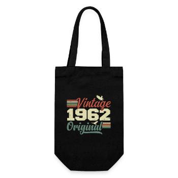 Jahrgang 1962 Retro 1962 Jubiläumsgeschenk - Geschenkbeutel für Flaschen - Schwarz - Vorne