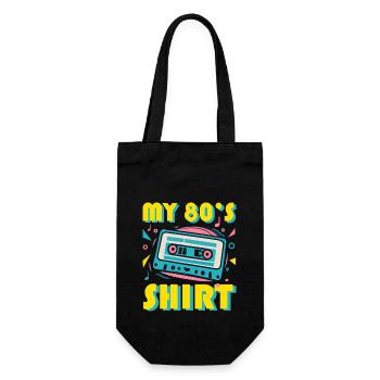 80er Jahre T-Shirt - Geschenkbeutel für Flaschen - Schwarz - Vorne