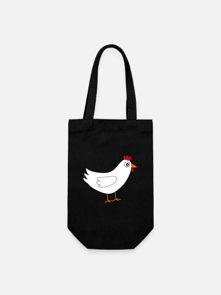 weißes Huhn Geschenk Bauern - Geschenkbeutel für Flaschen - Schwarz