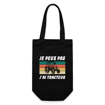 Je Peux Pas J'ai Tracteur - Cadeau - Sac à bouteille - noir - Devant