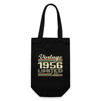 Geburtstag 68 Jahre Jahrgang 1956 Geschenk 1956 - Geschenkbeutel für Flaschen - Schwarz - Vorne