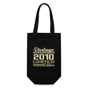 Jubiläum 14 Jahre Jahrgang 2010 Geschenk 2010 - Geschenkbeutel für Flaschen - Schwarz - Vorne