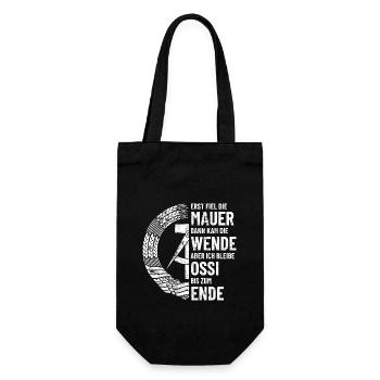Ossi bis zum Ende - DDR Spruch - Geschenkbeutel für Flaschen - Schwarz - Vorne