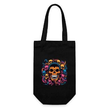 Decorative Large Skull with Small Skulls - Gift Bag for Bottles - black - Front