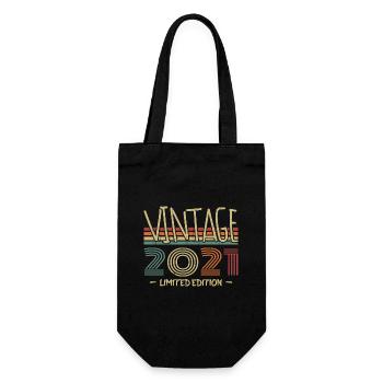 Jahrgang 2021 Retro 2021 Geburtstagsgeschenk - Geschenkbeutel für Flaschen - Schwarz - Vorne